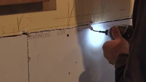 Installing dry wall Stock Footage 49608961