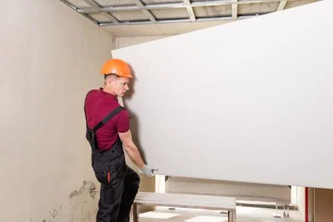Installing drywall 6194 Stock Photos