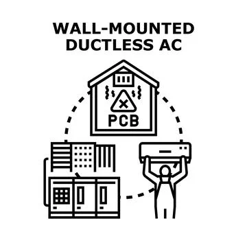 Installing ductless individual air conditioning system causing pollution Ilustración de archivo