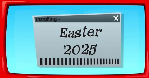 Installing Easter 2025 text on a cartoon screen Video Stock Footage 305522092