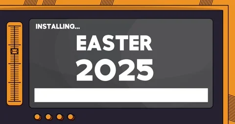 Installing Easter 2025 text on a cartoon screen Stock Footage 305522093