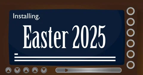 Installing Easter 2025 text on a cartoon screen animation Stock Footage 305522094