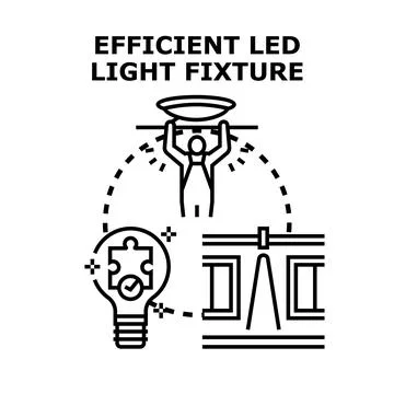 Installing efficient led light fixture for cost saving Stock Illustration