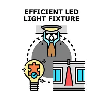 Installing efficient led light fixture for cost saving Stock Illustration