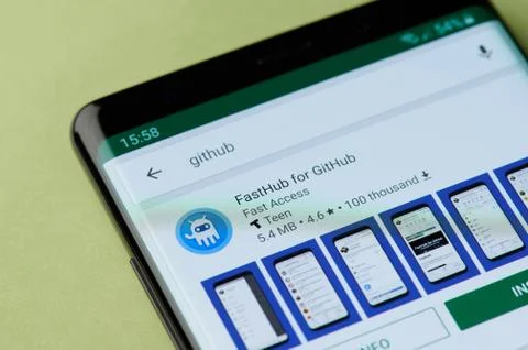 Installing fasthub for github to smartphone Foto stock