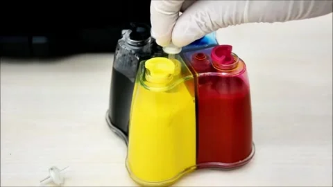 Installing Fine Filters in Reusable Printer Cartridge Setup Stock Footage 321337635