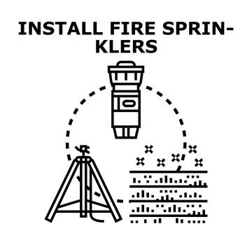 Installing fire sprinkler system for safety and irrigation Stock-Illustration