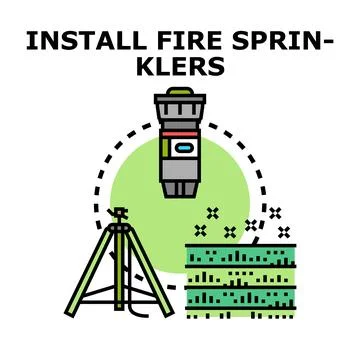 Installing fire sprinkler system for safety and irrigation Stock Illustration