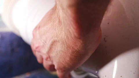 Installing flexible toilet drain pipe connection Stock Footage 339005402