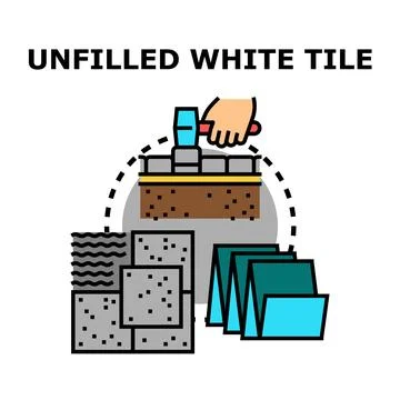Installing floor tiles with tools and building materials Ilustración de archivo