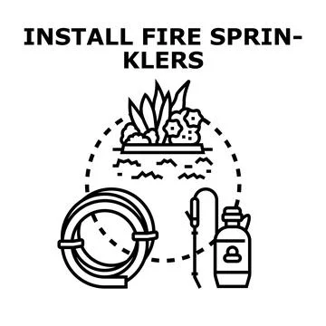 Installing garden irrigation system for watering plants Ilustração Stock
