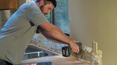 Installing Granite Counter Tops Stock Footage 49607206