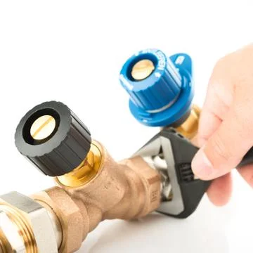 Installing a heating system Stock Photos