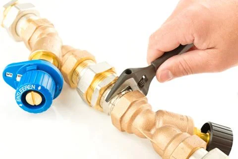 Installing a heating system Stock Photos