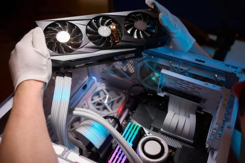 Installing a High Performance GPU in a Custom PC Build A Comprehensive Guide for Foto stock