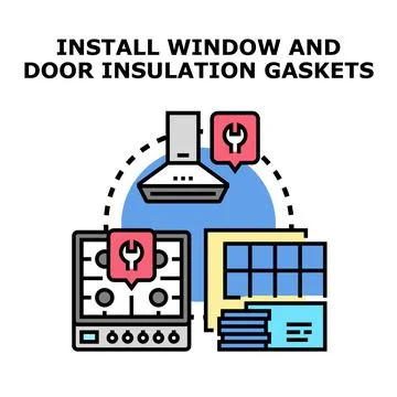 Installing home appliance and structural insulation gaskets Stock Illustration