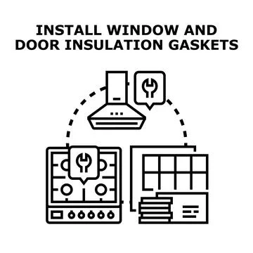 Installing home appliance and structural insulation gaskets 库存插图