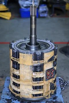 Installing Komatsu D155 Automatic Transmission Stock Photos
