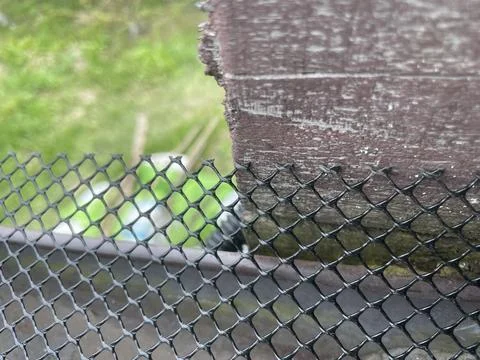 Installing leaf guard mesh in gutter Stock Photos