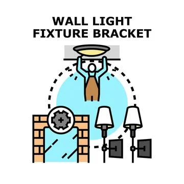 Installing light fixture bracket on wall concept Stock Illustration
