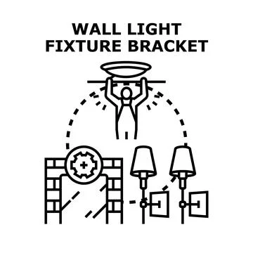 Installing light fixture bracket on wall concept Stock Illustration