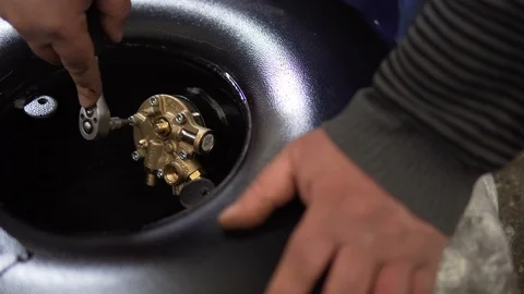 Installing lpg car propane gas trunk Stock Footage 127514903