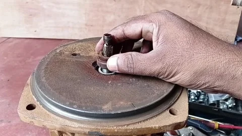 Installing Mechanical Water Seal On Pump Rotor Shaft Stock Footage 336519913