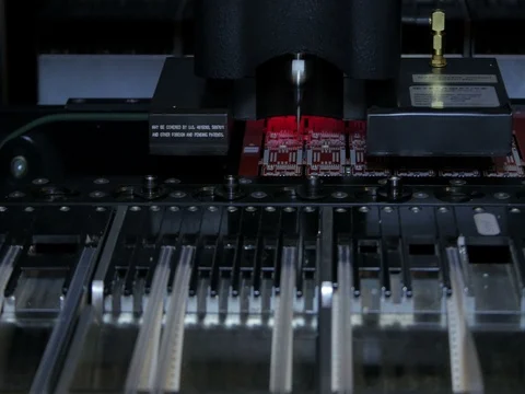 Installing micro components on PCB, automated device in work process by Pakito. Stock Footage 71202258