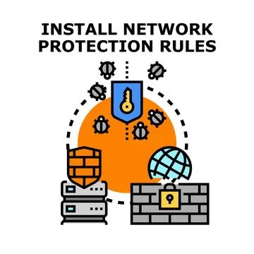 Installing network protection rules for cyber security Stock Illustration
