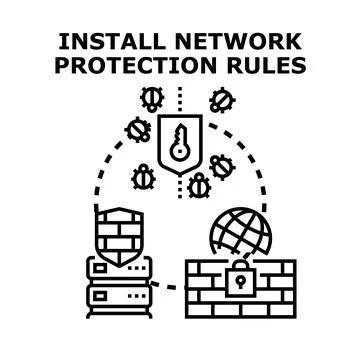 Installing network protection rules for cyber security Illustration