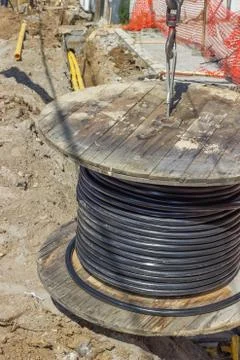 Installing new ground infrastructure Stock Photos