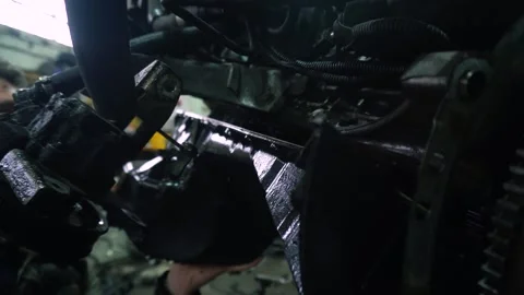 Installing a new powerful engine Video stock 328234120