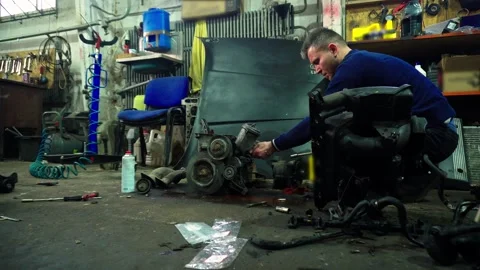 Installing a new powerful engine Stock Footage 328234209