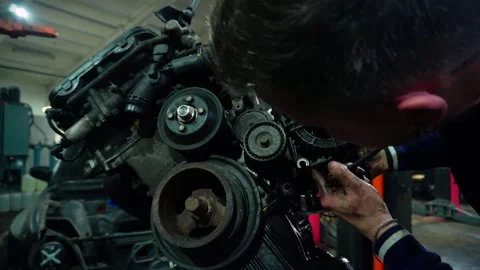 Installing a new powerful engine Stock Footage 328234347