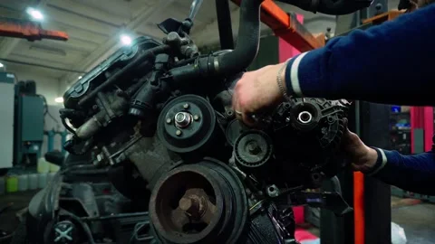 Installing a new powerful engine Stock Footage 328234394