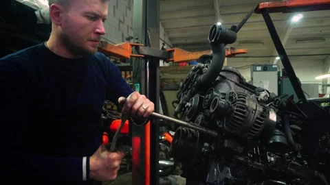 Installing a new powerful engine Stock Footage 328234436