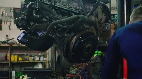 Installing a new powerful engine Stock Footage 328234496