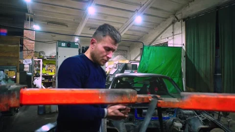 Installing a new powerful engine Stock Footage 328234562