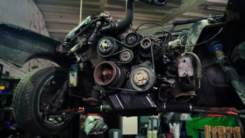 Installing a new powerful engine Stock Footage 328234873