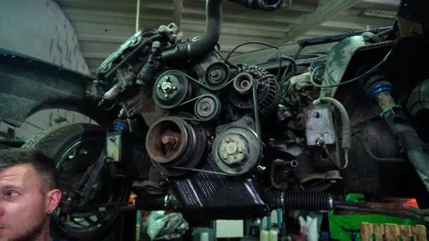 Installing a new powerful engine Stock Footage 328235149