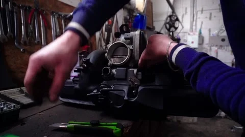 Installing a new powerful engine Stock Footage 328235182