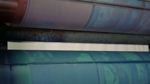 Installing new printing plates at the ink rollers of press machine Video stock 121809588