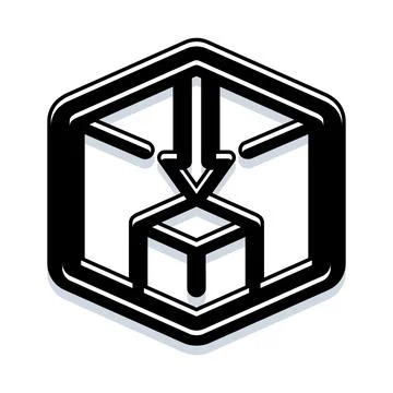 Installing new software into a hexagonal box icon 스톡 일러스트