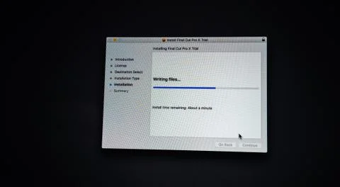 Installing NLE Apple Final Cut Pro X trial Foto stock