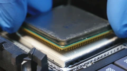 Installing or replacing a processor in a personal computer for maintenance and Stock Footage 144977285