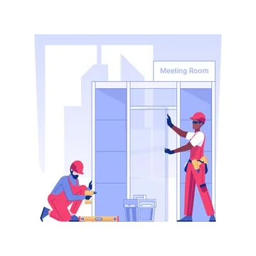 Installing partitions isolated concept vector illustration. Stock Illustration