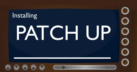 Installing Patch up. Text screen on old TV 스톡 동영상 199369204