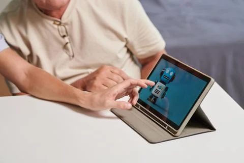 Installing Personal Assistant for Father Stock Photos