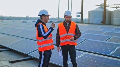 Installing photovoltaic panels. Stock Footage 126266980