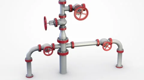 Installing Pipes and Valves System oil wellhead also known as a Christmas Tree  Stock Footage 1184014